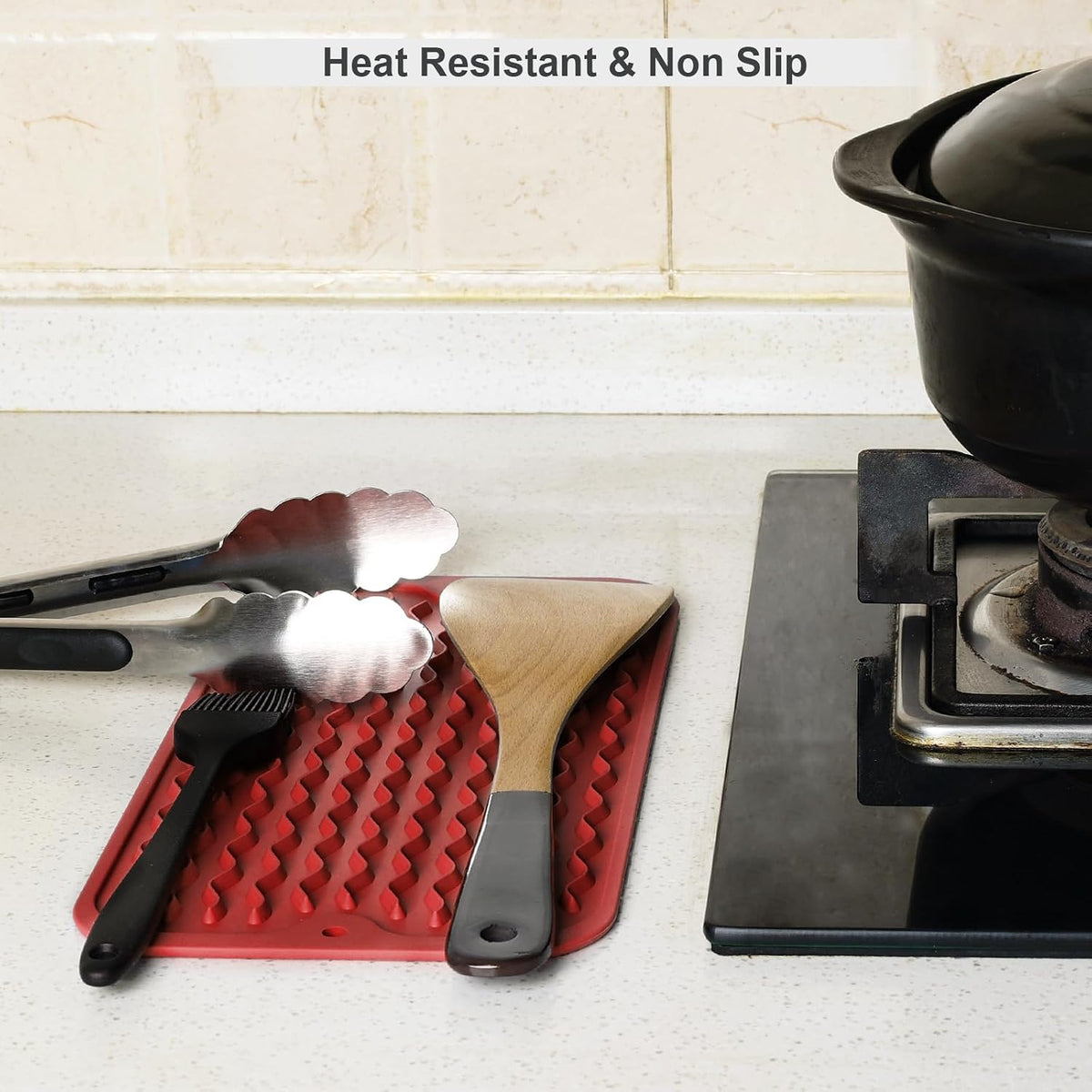 4-in-1 Silicone Mat: Air Fryer & Coffee Maker, 12"x12", Black