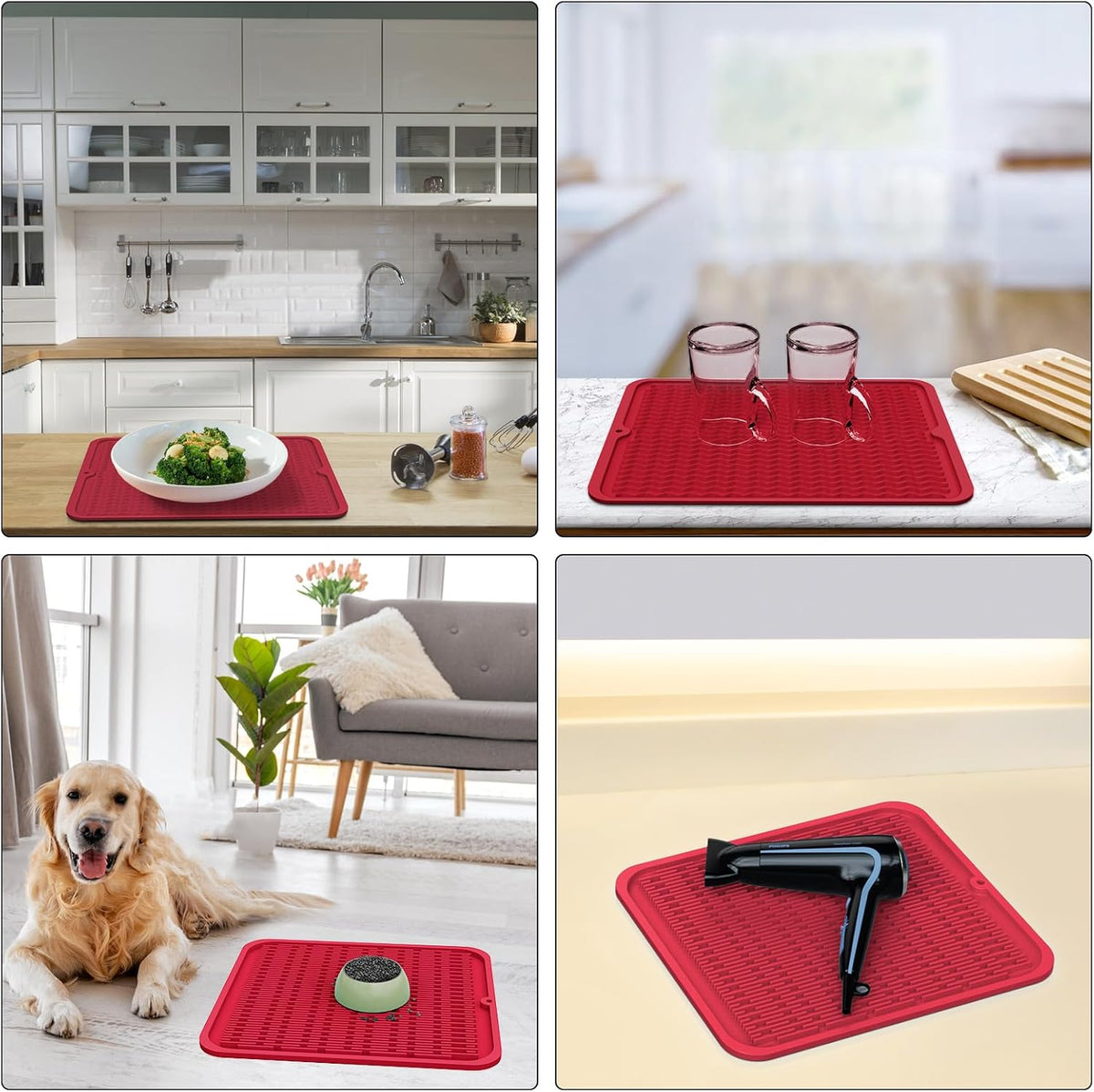 4-in-1 Silicone Mat: Air Fryer & Coffee Maker, 12"x12", Black