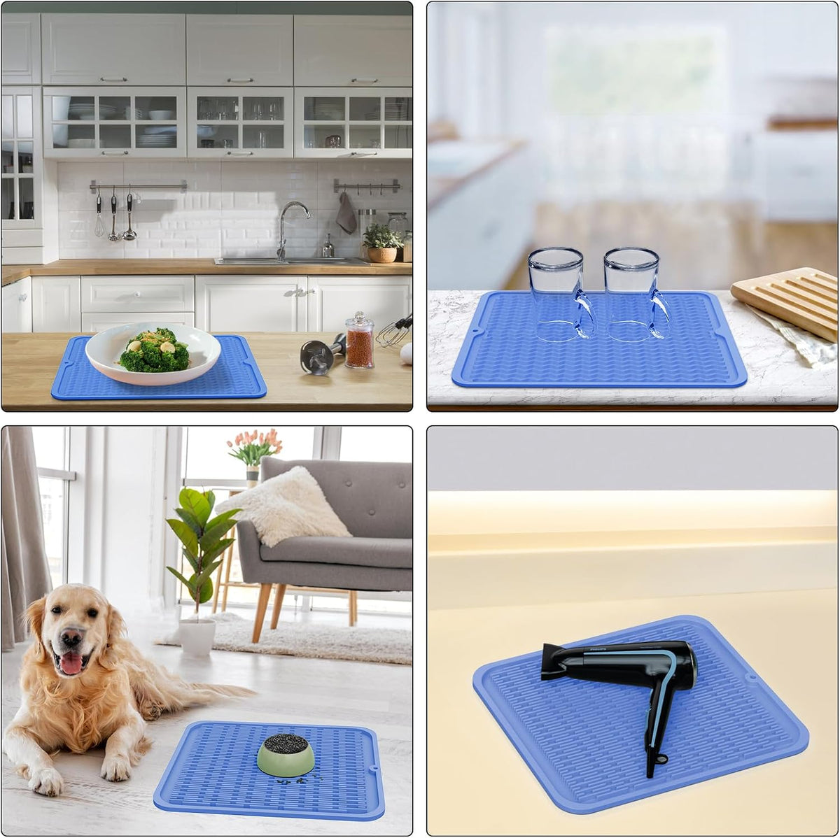 4-in-1 Silicone Mat: Air Fryer & Coffee Maker, 12"x12", Black