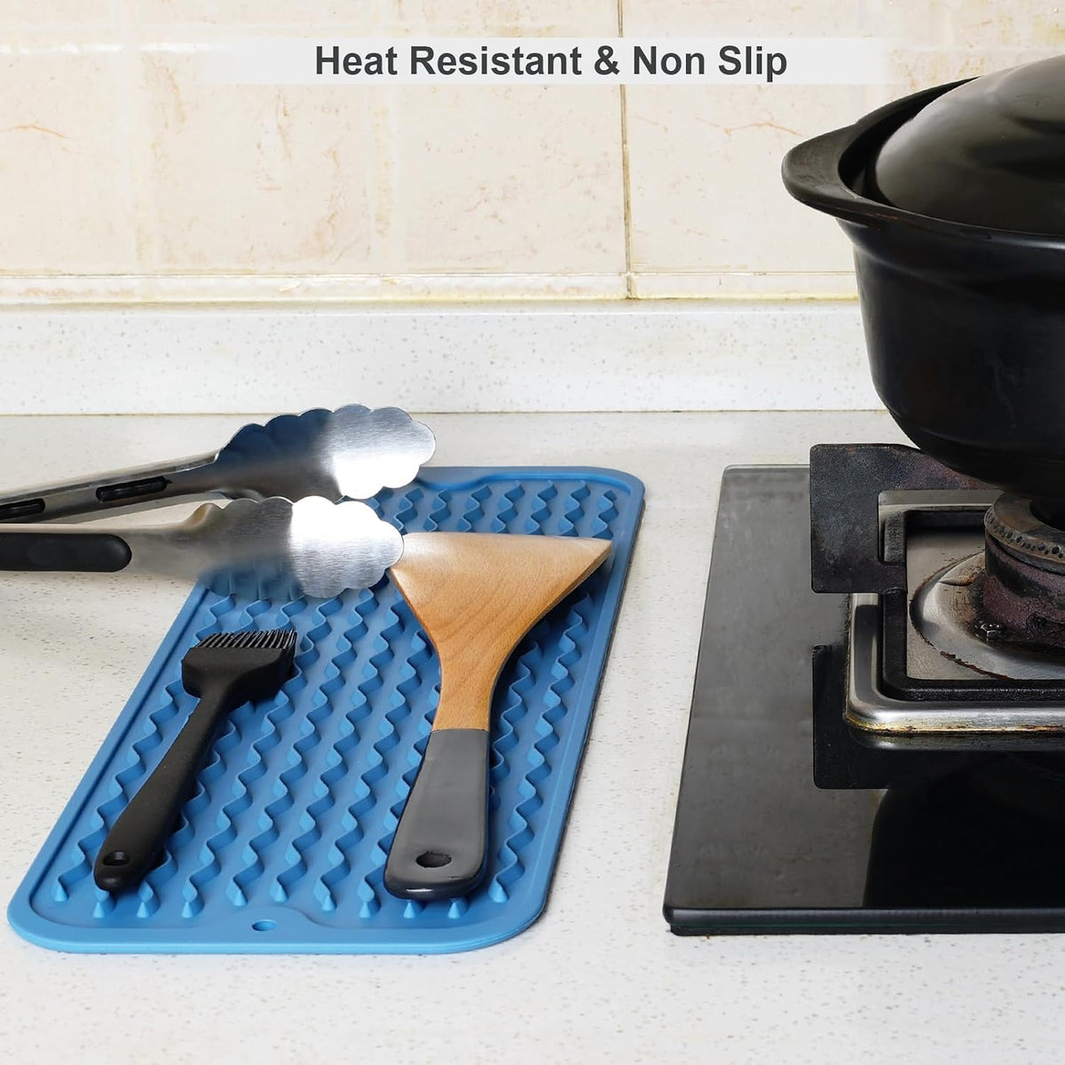 4-in-1 Silicone Mat: Air Fryer & Coffee Maker, 12"x12", Black