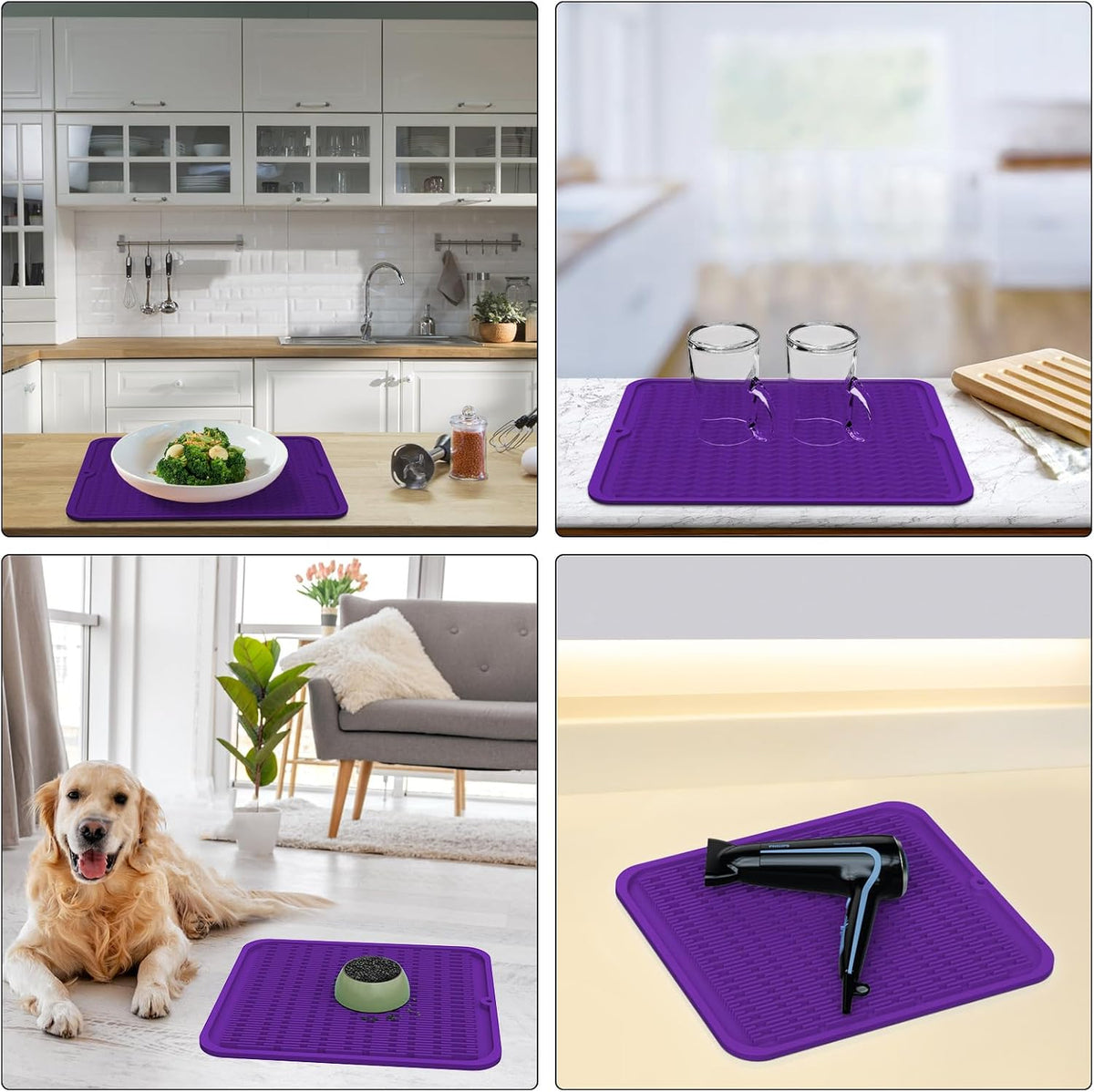 4-in-1 Silicone Mat: Air Fryer & Coffee Maker, 12"x12", Black