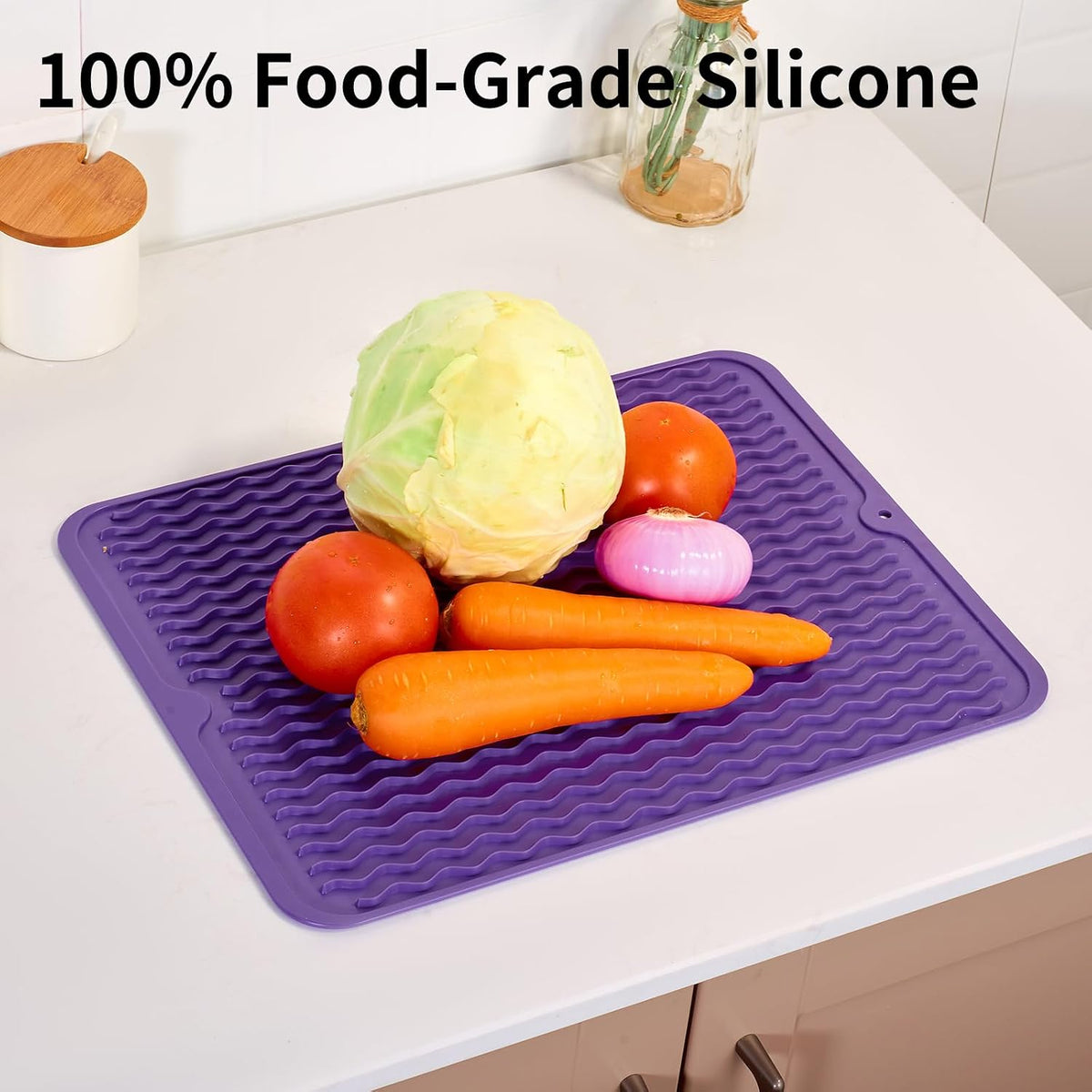 4-in-1 Silicone Mat: Air Fryer & Coffee Maker, 12"x12", Black