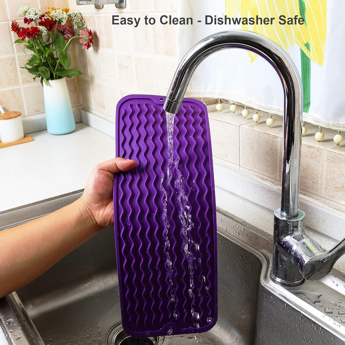 4-in-1 Silicone Mat: Air Fryer & Coffee Maker, 12"x12", Black