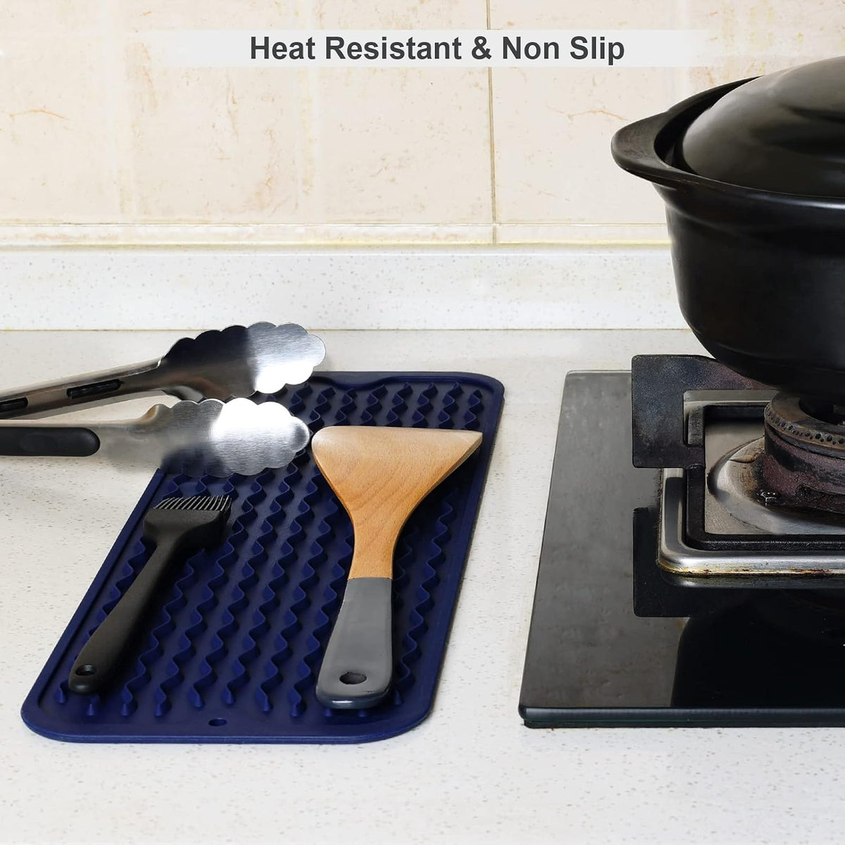 4-in-1 Silicone Mat: Air Fryer & Coffee Maker, 12"x12", Black