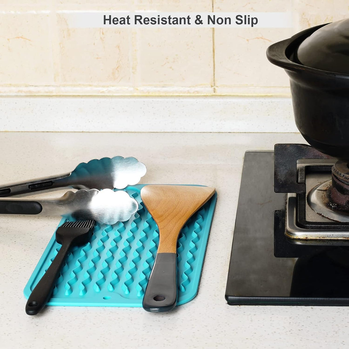 4-in-1 Silicone Mat: Air Fryer & Coffee Maker, 12"x12", Black