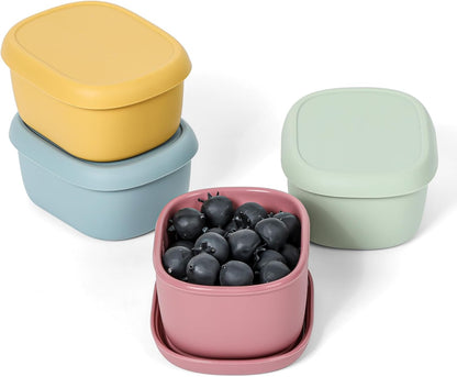 6 pcs 10 oz Silicone Snack Containers for Kids Small Food Containers with Lids, Fruit Containers for Lunch, Stackable Lunch Containers for Kids, Daycare, School and Travel