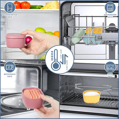 6 pcs 10 oz Silicone Snack Containers for Kids Small Food Containers with Lids, Fruit Containers for Lunch, Stackable Lunch Containers for Kids, Daycare, School and Travel