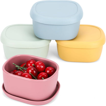 6 pcs 10 oz Silicone Snack Containers for Kids Small Food Containers with Lids, Fruit Containers for Lunch, Stackable Lunch Containers for Kids, Daycare, School and Travel