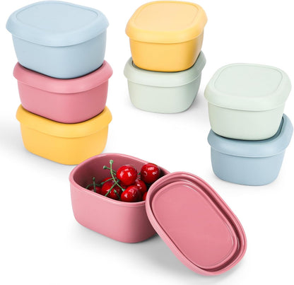 6 pcs 10 oz Silicone Snack Containers for Kids Small Food Containers with Lids, Fruit Containers for Lunch, Stackable Lunch Containers for Kids, Daycare, School and Travel