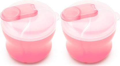 Formula Dispenser for Baby Bottle Feeding On The Go, Easy-Pour Spout for Powdered Formula & Cereal, 3 Compartments, 9 Ounce, Pink (Pack of 2)