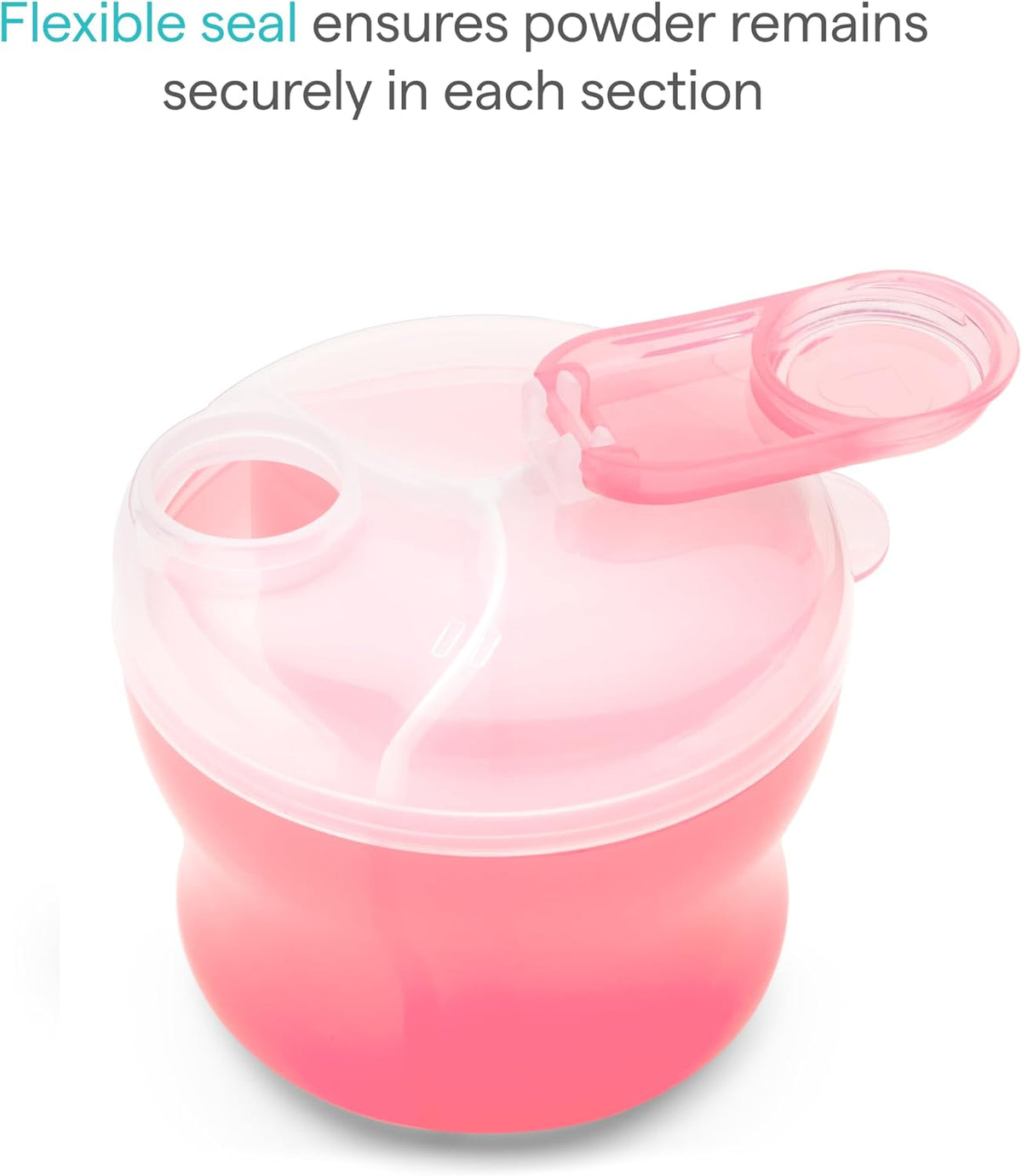 Formula Dispenser for Baby Bottle Feeding On The Go, Easy-Pour Spout for Powdered Formula & Cereal, 3 Compartments, 9 Ounce, Pink (Pack of 2)