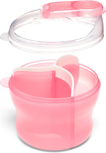 Formula Dispenser for Baby Bottle Feeding On The Go, Easy-Pour Spout for Powdered Formula & Cereal, 3 Compartments, 9 Ounce, Pink (Pack of 2)