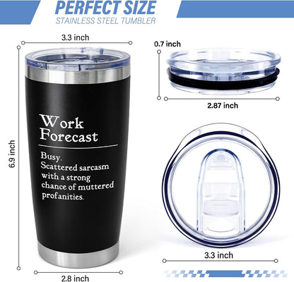 Funny Work Forecast Tumbler,Sarcastic Office Gifts for Coworkers Boss | 20oz Stainless Steel Travel Mug with Lid,Gag Birthday Cup,Mint Green