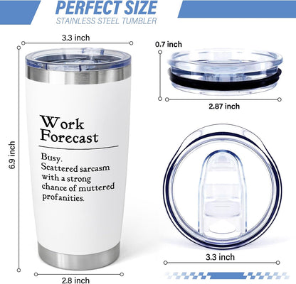 Funny Work Forecast Tumbler,Sarcastic Office Gifts for Coworkers Boss | 20oz Stainless Steel Travel Mug with Lid,Gag Birthday Cup,Mint Green