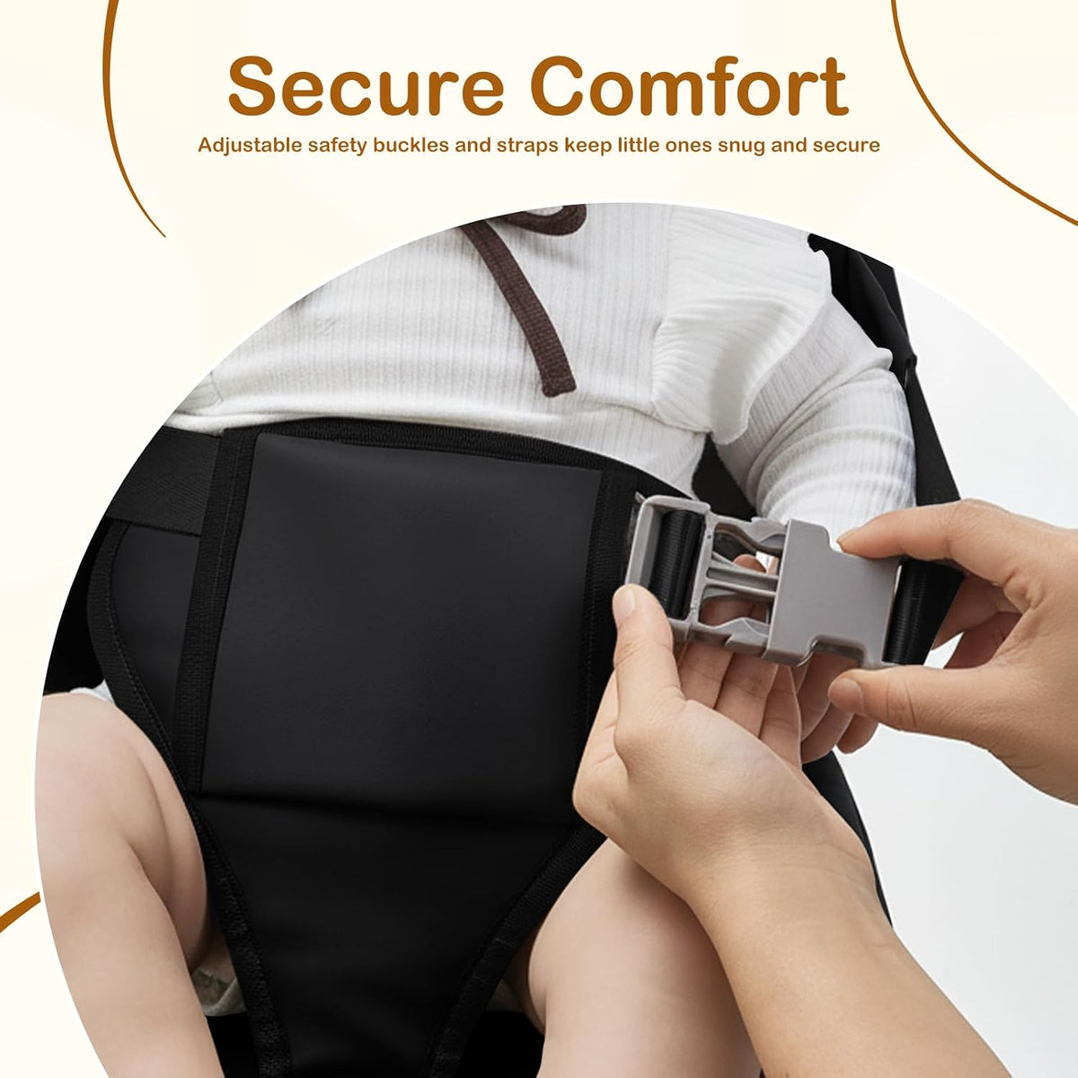 Toddler Booster Seat for Kitchen Chair with Backrest and Adjustable Strap (Black, OneSize)