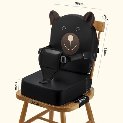 Toddler Booster Seat for Kitchen Chair with Backrest and Adjustable Strap (Black, OneSize)