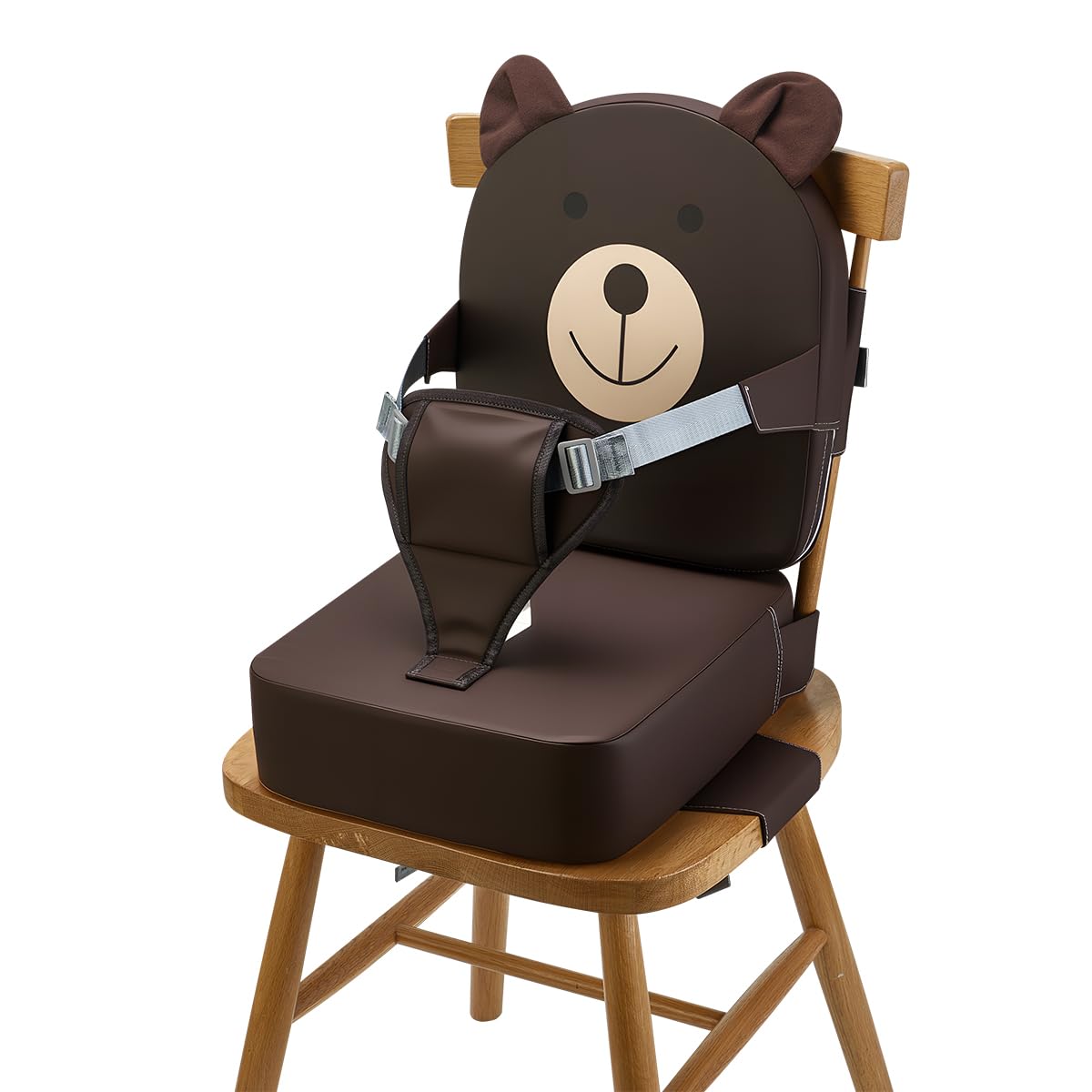 Toddler Booster Seat for Kitchen Chair with Backrest and Adjustable Strap (Black, OneSize)