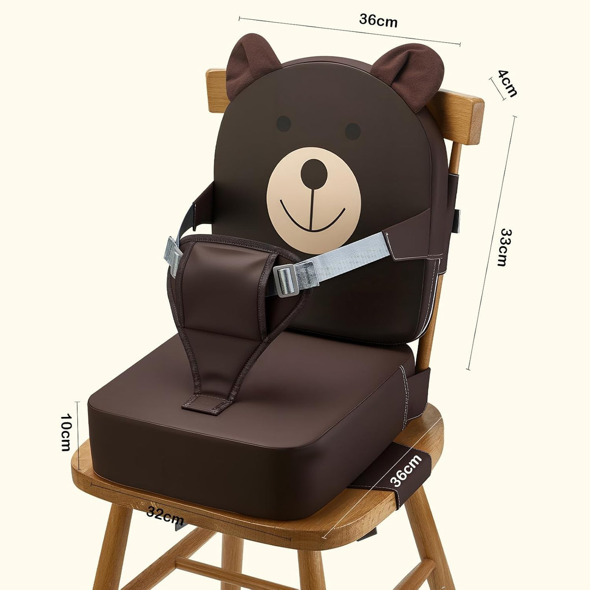 Toddler Booster Seat for Kitchen Chair with Backrest and Adjustable Strap (Black, OneSize)