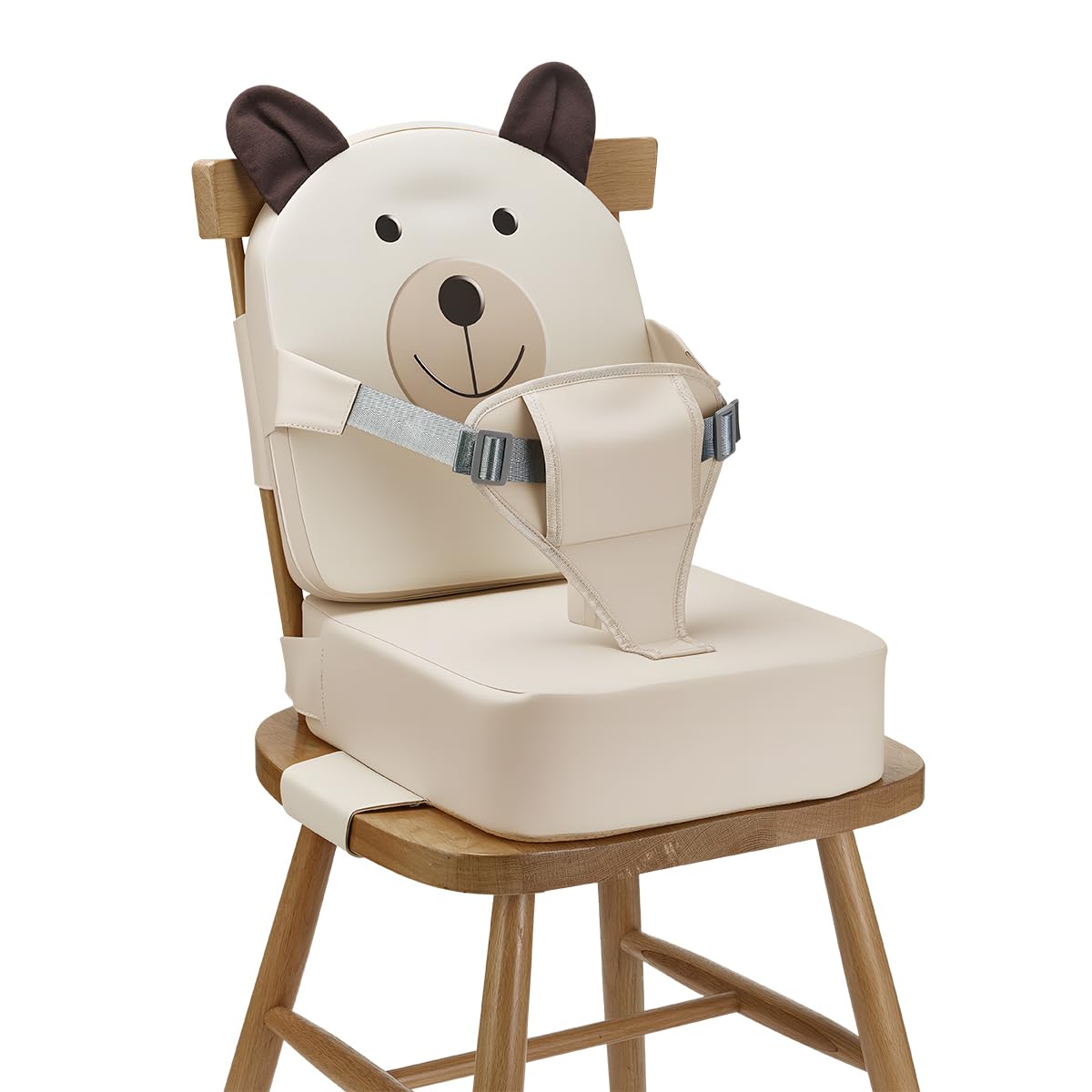 Toddler Booster Seat for Kitchen Chair with Backrest and Adjustable Strap (Black, OneSize)