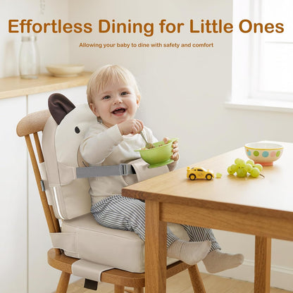 Toddler Booster Seat for Kitchen Chair with Backrest and Adjustable Strap (Black, OneSize)