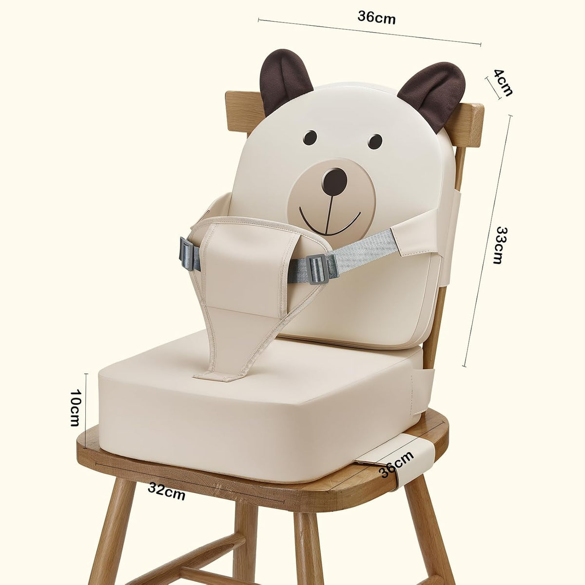 Toddler Booster Seat for Kitchen Chair with Backrest and Adjustable Strap (Black, OneSize)