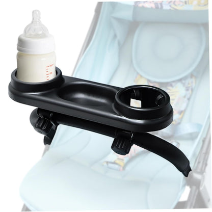 Stroller Snack Tray Attachment - Black Snack Tray for Stroller with Spill-Proof Cup Holders & Removable Dividers, Organizer for Baby Food and Drinks, for