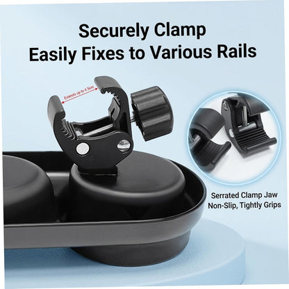 Stroller Snack Tray Attachment - Black Snack Tray for Stroller with Spill-Proof Cup Holders & Removable Dividers, Organizer for Baby Food and Drinks, for