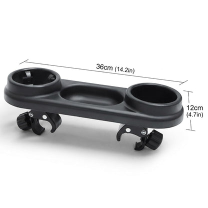 Stroller Snack Tray Attachment - Black Snack Tray for Stroller with Spill-Proof Cup Holders & Removable Dividers, Organizer for Baby Food and Drinks, for