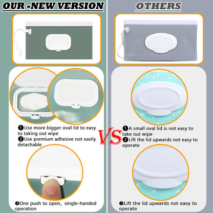 4 Packs Baby Wipes Dispenser,Portable Refillable Wipe Holder with Hanging Loop, Wet Wipes Container,Reusable Travel Baby Wipes Pouch for Indoor & Outdoor Using