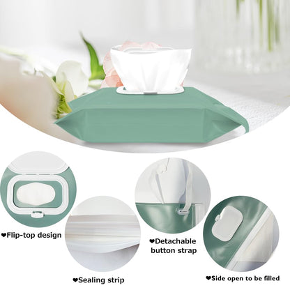 4 Packs Baby Wipes Dispenser,Portable Refillable Wipe Holder with Hanging Loop, Wet Wipes Container,Reusable Travel Baby Wipes Pouch for Indoor & Outdoor Using