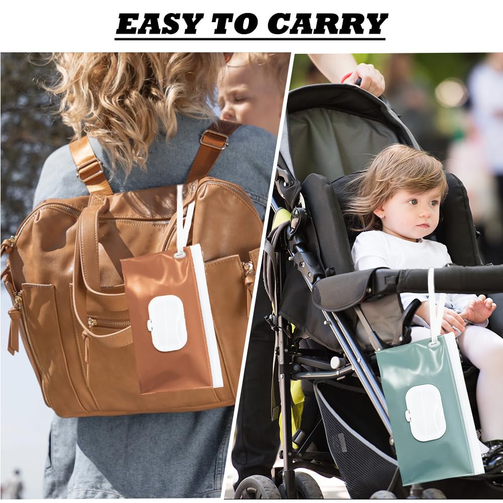 4 Packs Baby Wipes Dispenser,Portable Refillable Wipe Holder with Hanging Loop, Wet Wipes Container,Reusable Travel Baby Wipes Pouch for Indoor & Outdoor Using