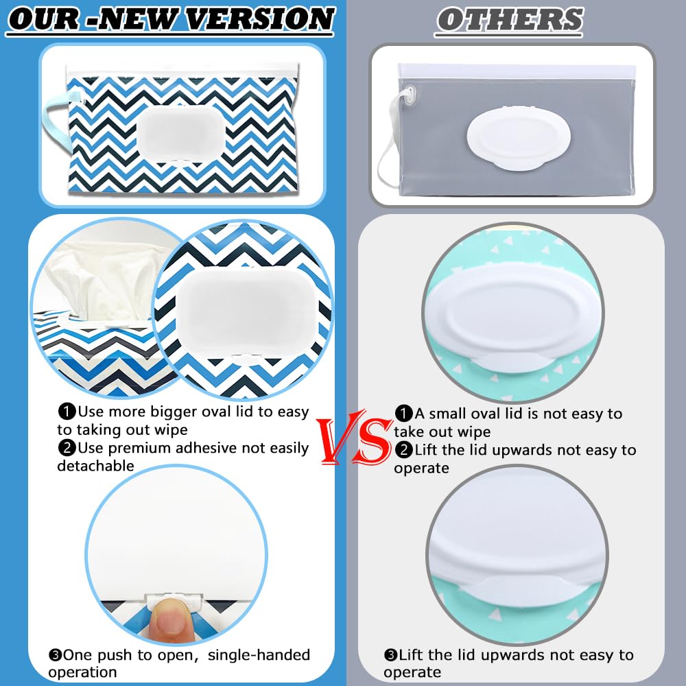 4 Packs Baby Wipes Dispenser,Portable Refillable Wipe Holder with Hanging Loop, Wet Wipes Container,Reusable Travel Baby Wipes Pouch for Indoor & Outdoor Using