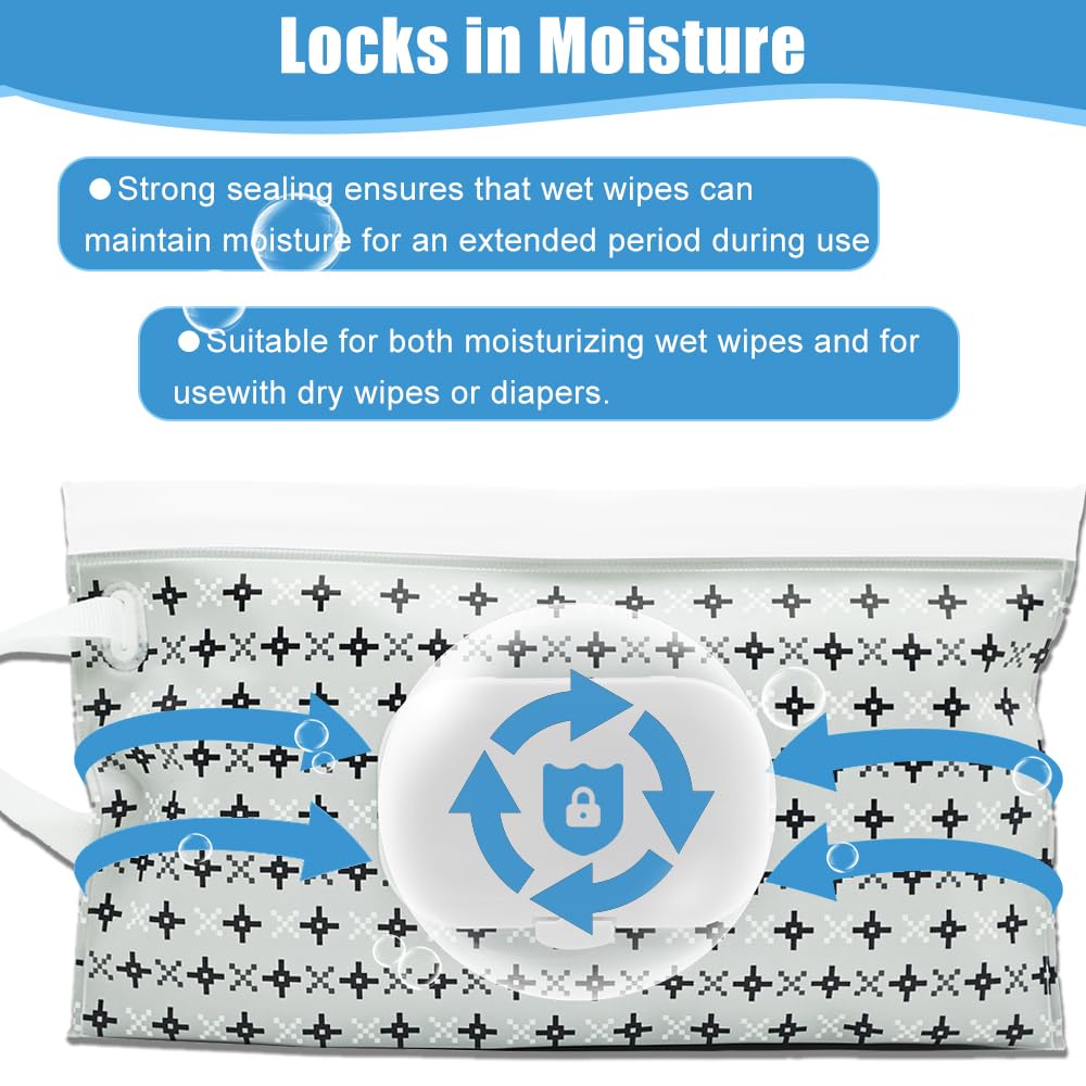 4 Packs Baby Wipes Dispenser,Portable Refillable Wipe Holder with Hanging Loop, Wet Wipes Container,Reusable Travel Baby Wipes Pouch for Indoor & Outdoor Using