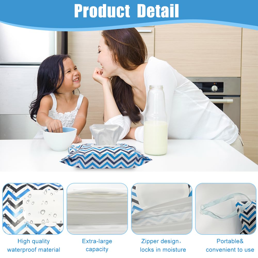4 Packs Baby Wipes Dispenser,Portable Refillable Wipe Holder with Hanging Loop, Wet Wipes Container,Reusable Travel Baby Wipes Pouch for Indoor & Outdoor Using