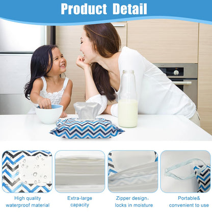 4 Packs Baby Wipes Dispenser,Portable Refillable Wipe Holder with Hanging Loop, Wet Wipes Container,Reusable Travel Baby Wipes Pouch for Indoor & Outdoor Using