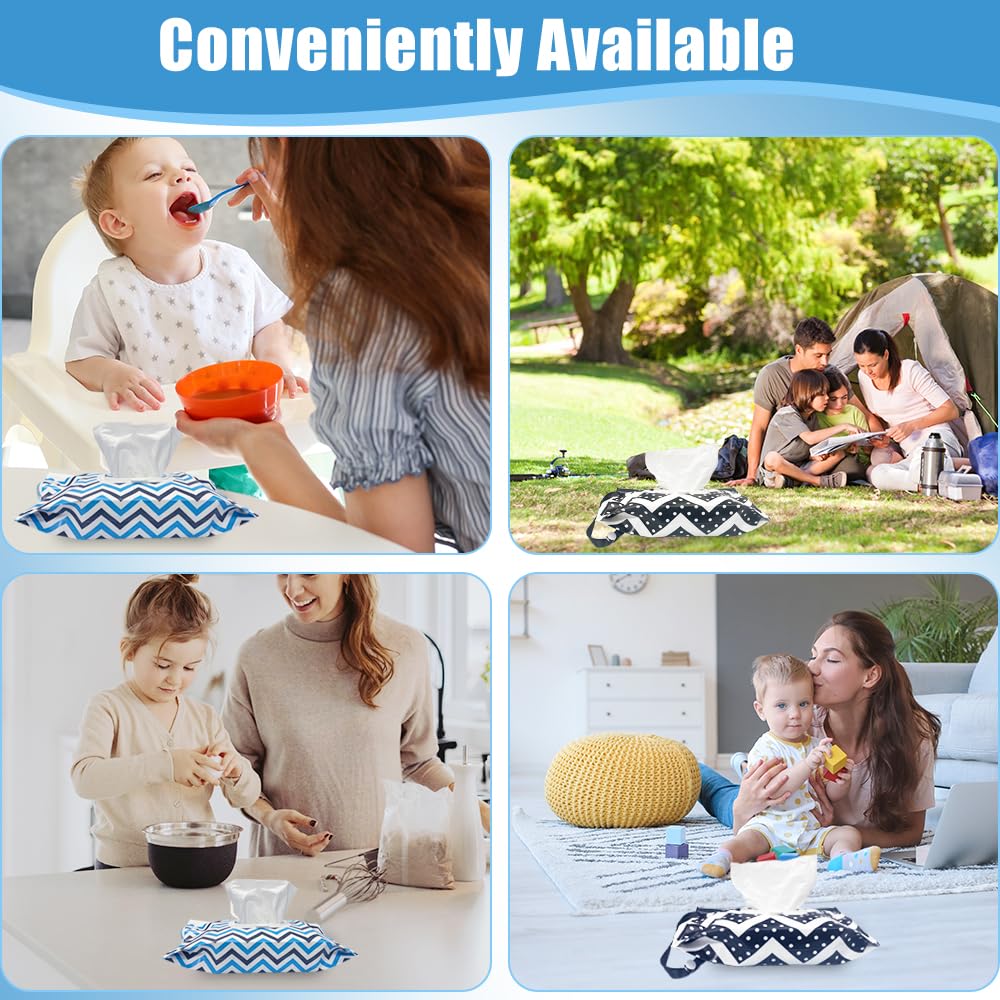 4 Packs Baby Wipes Dispenser,Portable Refillable Wipe Holder with Hanging Loop, Wet Wipes Container,Reusable Travel Baby Wipes Pouch for Indoor & Outdoor Using