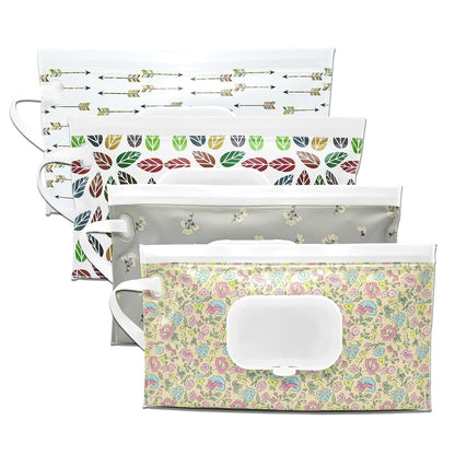 4 Packs Baby Wipes Dispenser,Portable Refillable Wipe Holder with Hanging Loop, Wet Wipes Container,Reusable Travel Baby Wipes Pouch for Indoor & Outdoor Using