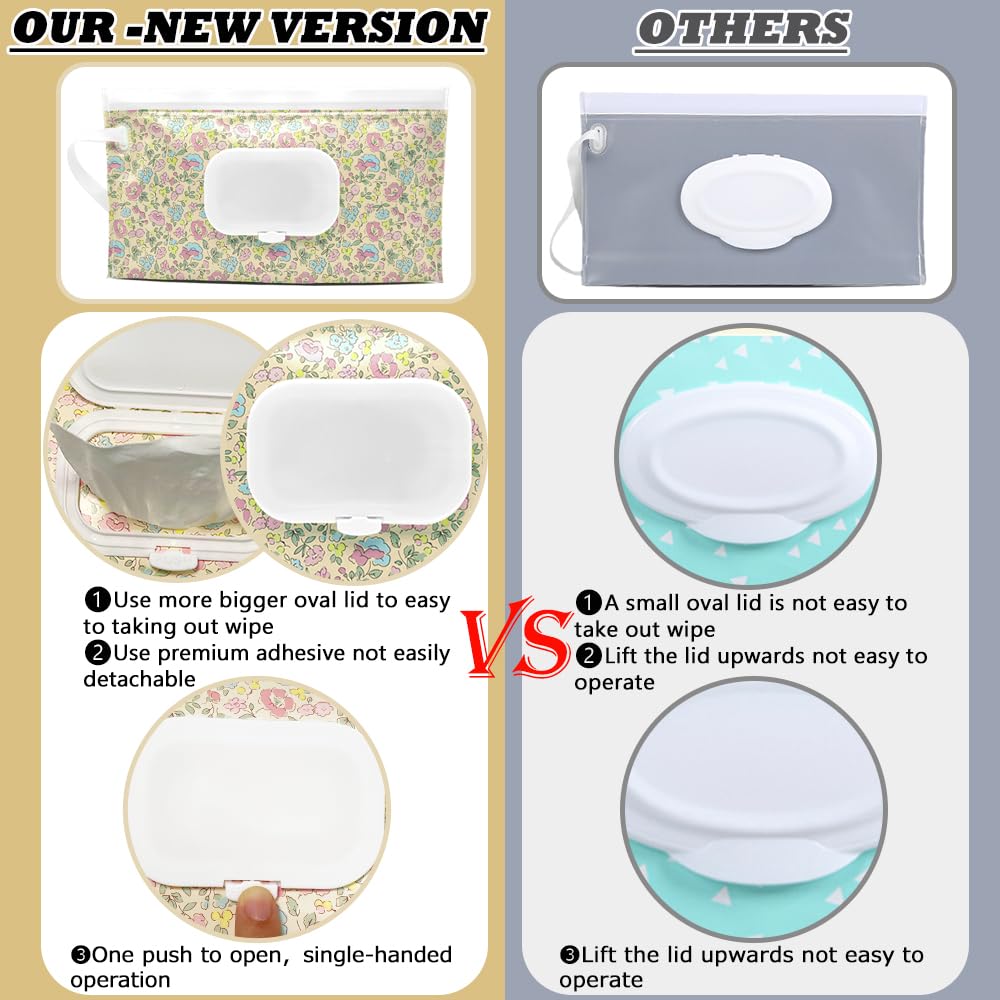 4 Packs Baby Wipes Dispenser,Portable Refillable Wipe Holder with Hanging Loop, Wet Wipes Container,Reusable Travel Baby Wipes Pouch for Indoor & Outdoor Using