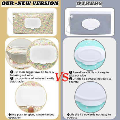 4 Packs Baby Wipes Dispenser,Portable Refillable Wipe Holder with Hanging Loop, Wet Wipes Container,Reusable Travel Baby Wipes Pouch for Indoor & Outdoor Using