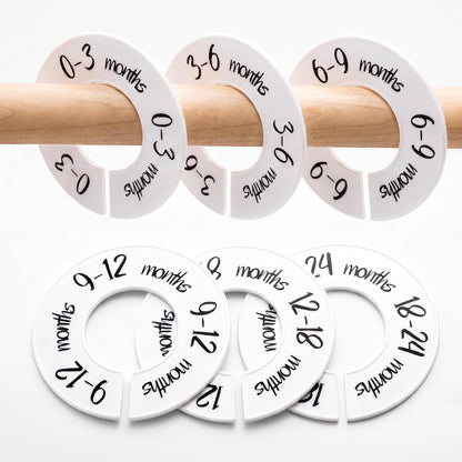 Baby Closet Dividers Unisex Baby Closet Organizer for Nursery Baby Clothes Size Age Dividers Fits 1.5" Rod 6 PCS