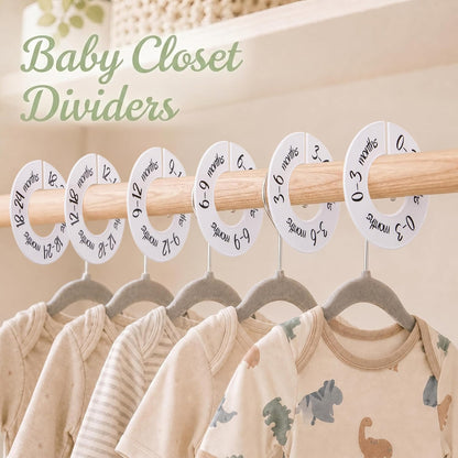 Baby Closet Dividers Unisex Baby Closet Organizer for Nursery Baby Clothes Size Age Dividers Fits 1.5" Rod 6 PCS
