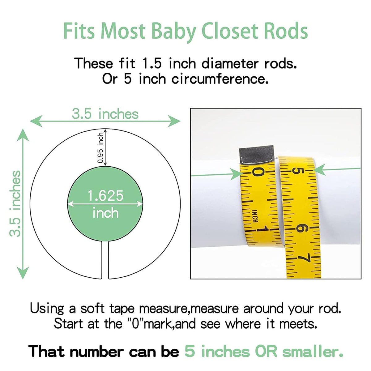 Baby Closet Dividers Unisex Baby Closet Organizer for Nursery Baby Clothes Size Age Dividers Fits 1.5" Rod 6 PCS