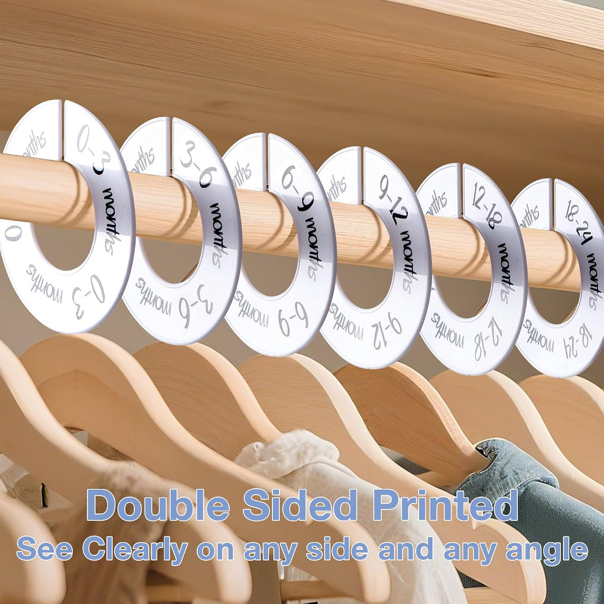 Baby Closet Dividers Unisex Baby Closet Organizer for Nursery Baby Clothes Size Age Dividers Fits 1.5" Rod 6 PCS