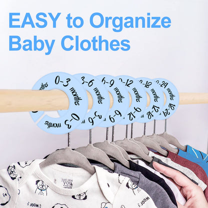Baby Closet Dividers Unisex Baby Closet Organizer for Nursery Baby Clothes Size Age Dividers Fits 1.5" Rod 6 PCS