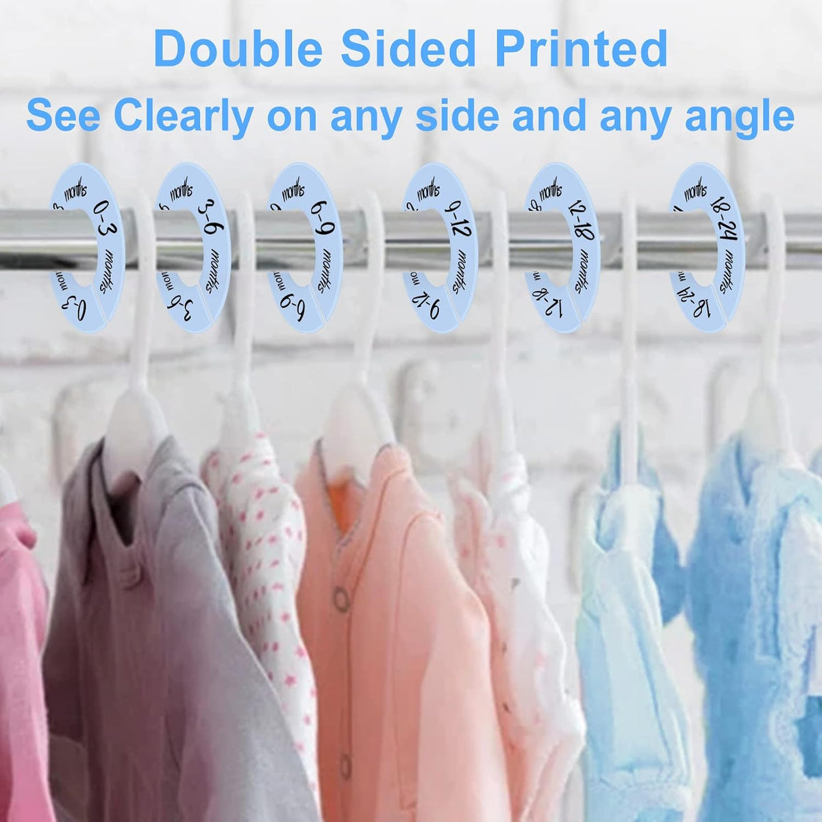 Baby Closet Dividers Unisex Baby Closet Organizer for Nursery Baby Clothes Size Age Dividers Fits 1.5" Rod 6 PCS