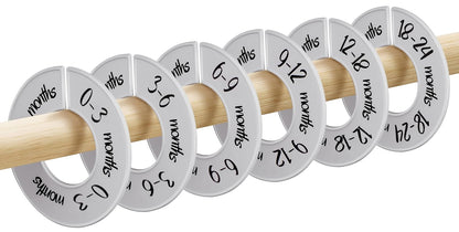 Baby Closet Dividers Unisex Baby Closet Organizer for Nursery Baby Clothes Size Age Dividers Fits 1.5" Rod 6 PCS