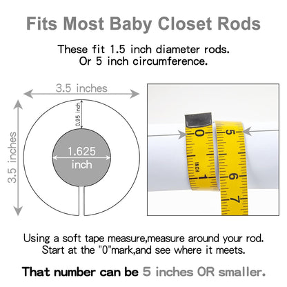 Baby Closet Dividers Unisex Baby Closet Organizer for Nursery Baby Clothes Size Age Dividers Fits 1.5" Rod 6 PCS