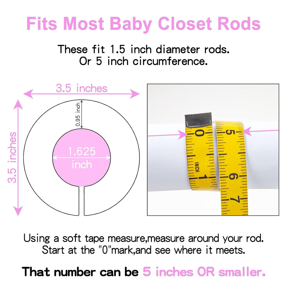 Baby Closet Dividers Unisex Baby Closet Organizer for Nursery Baby Clothes Size Age Dividers Fits 1.5" Rod 6 PCS