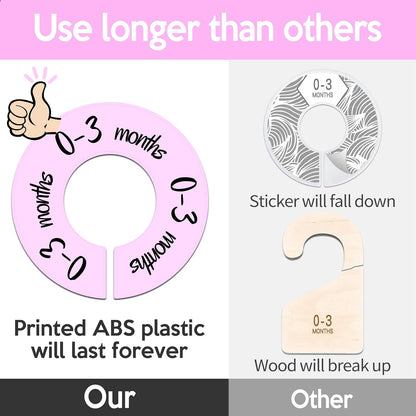 Baby Closet Dividers Unisex Baby Closet Organizer for Nursery Baby Clothes Size Age Dividers Fits 1.5" Rod 6 PCS