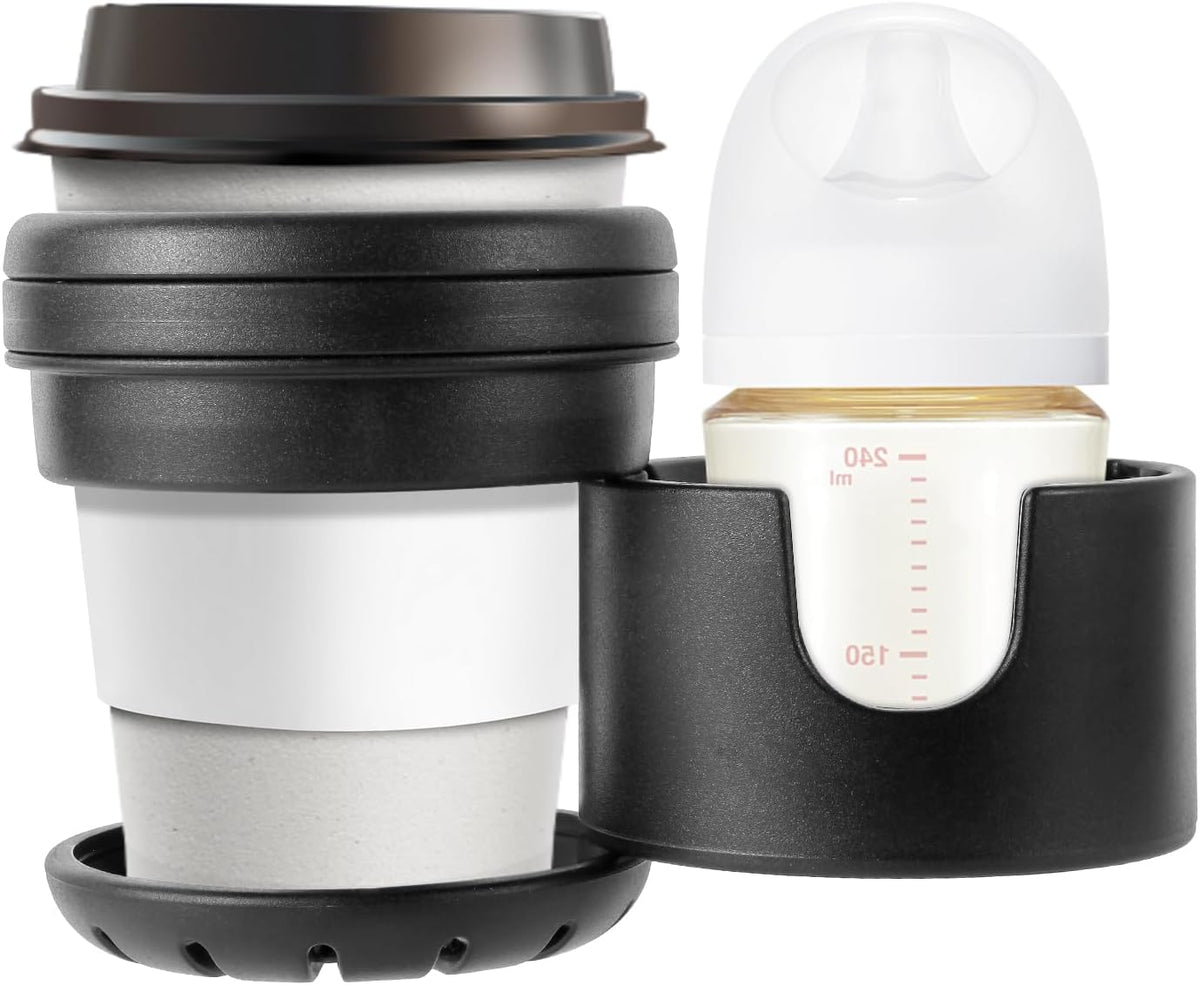 Cup Holders for Bugaboo Strollers, Dual Drink Holder with 360° Rotation, ABS + Silicone, Holds Large & Small Cups